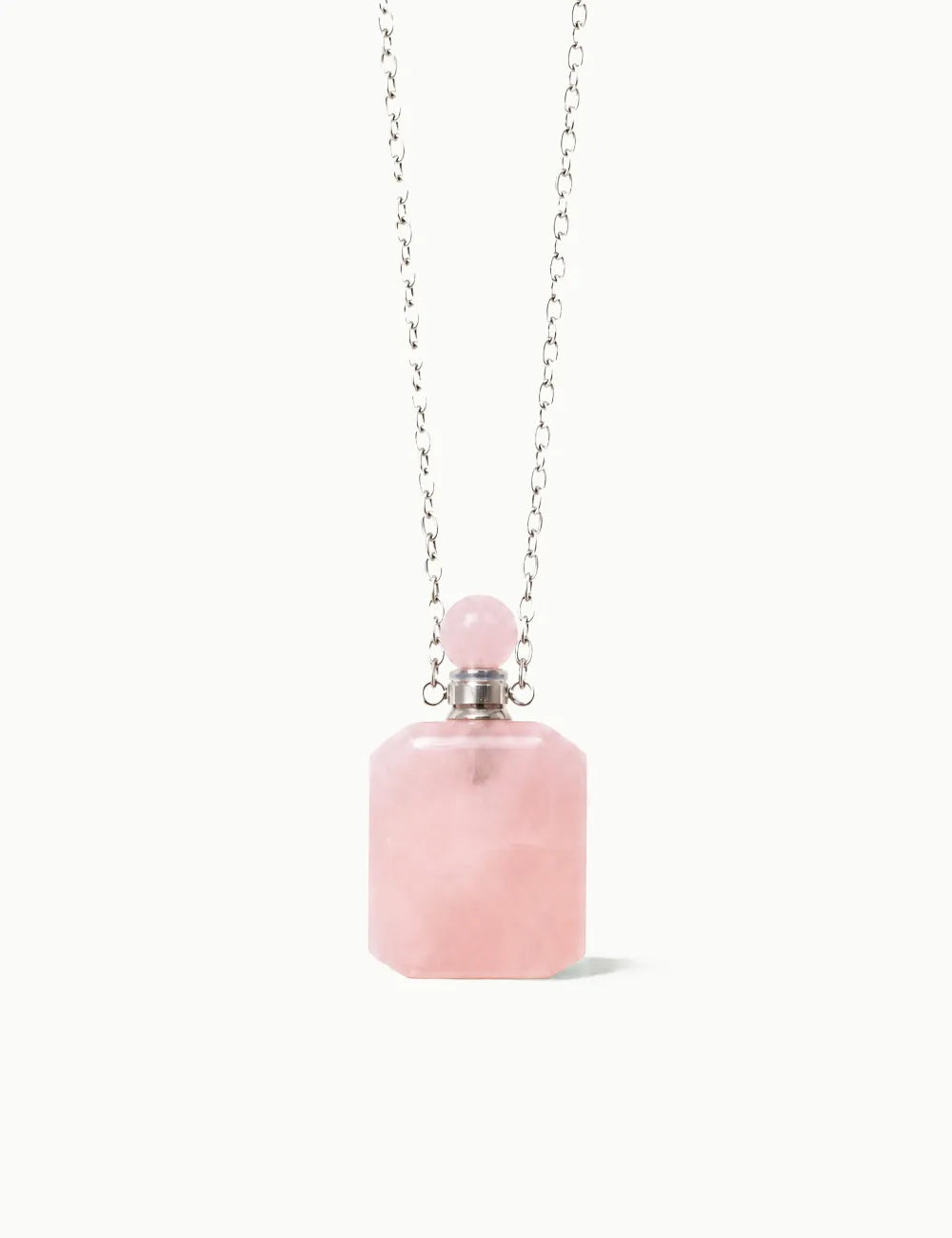 Collana per Aromaterapia in Quarzo Rosa quadrato